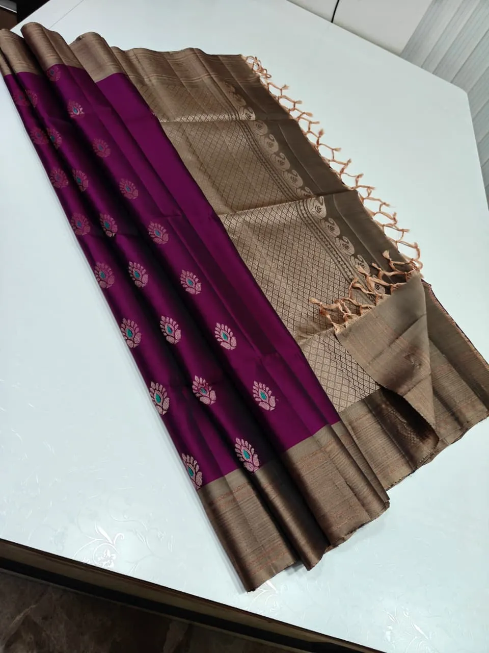 Deep Purple & Magenta Ethnic Saree